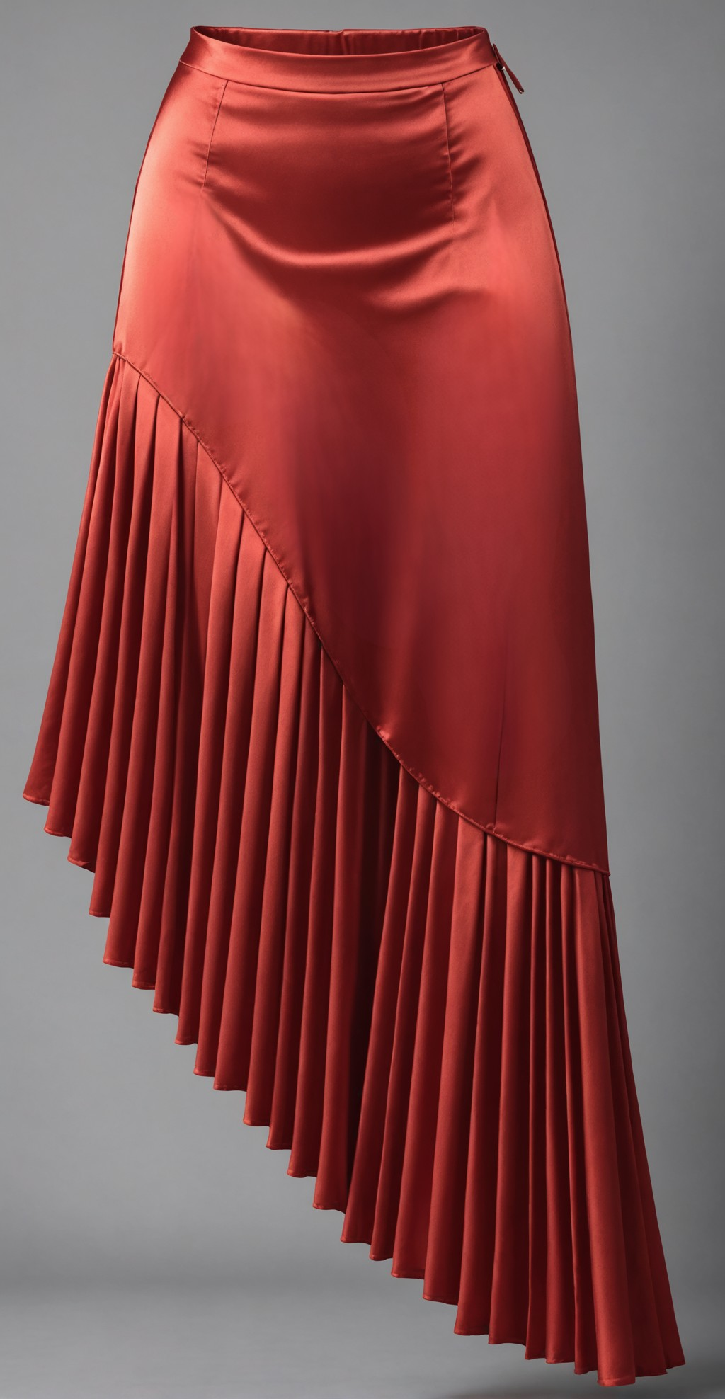 Red Satin Pleated Skirt-ALMOST SOLD OUT