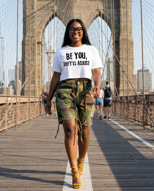 "BE YOU" SEMI-CROPPED T-SHIRT