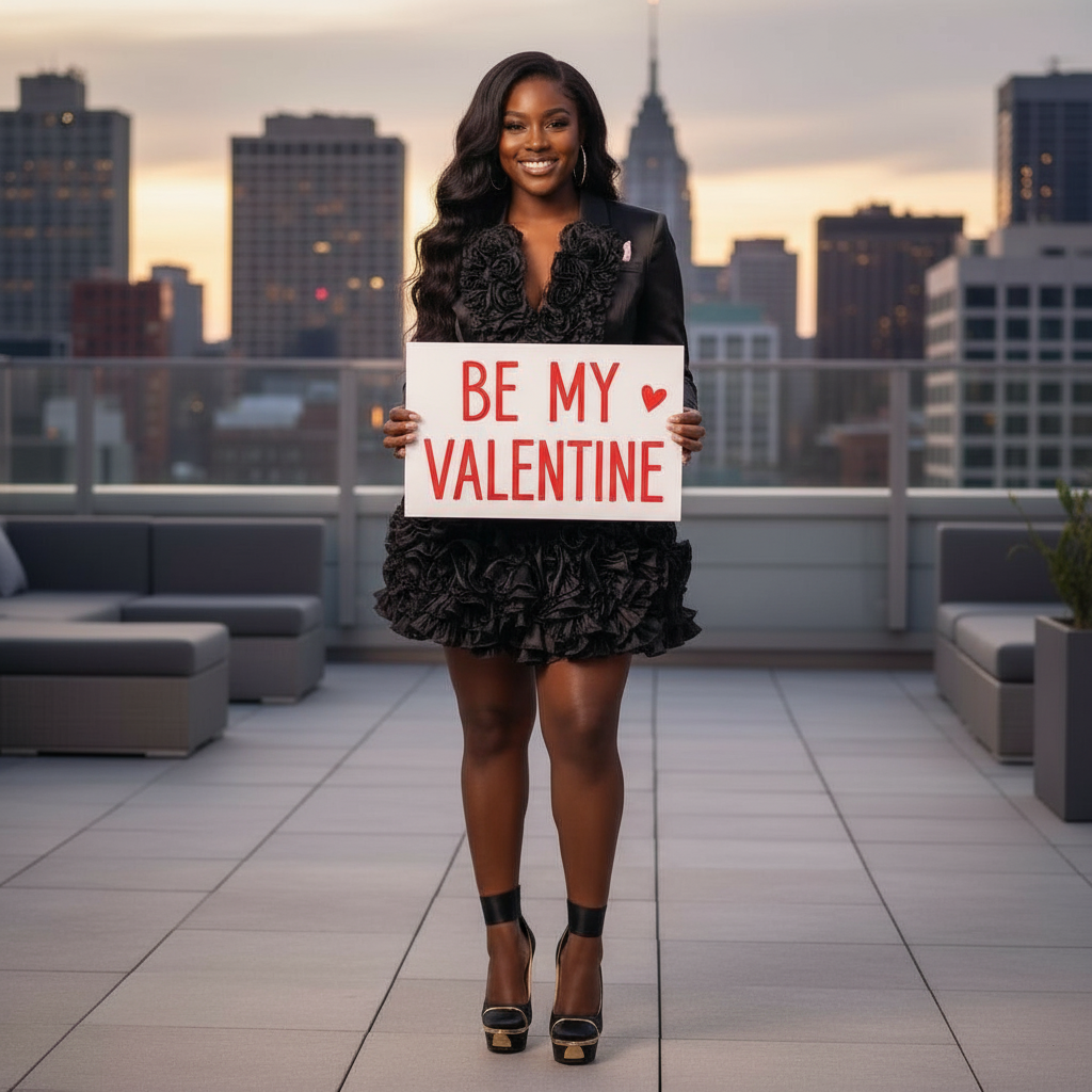 Black Satin Blazer with Floral Lapel
