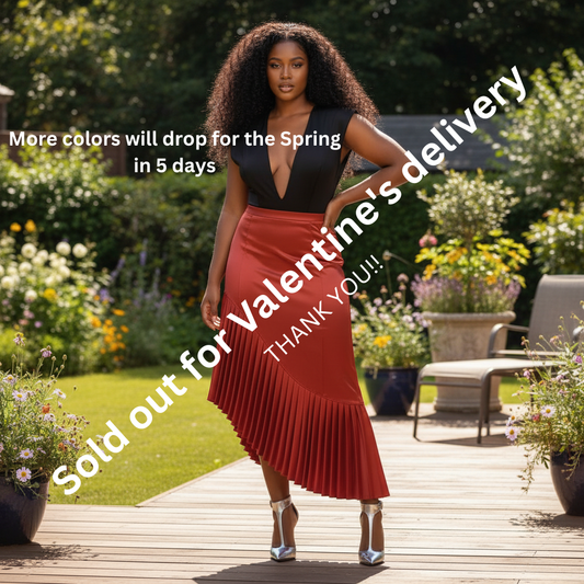 Red Satin Pleated Skirt-ALMOST SOLD OUT